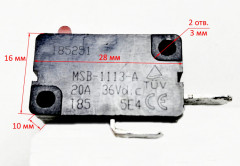 Микровыключатель 20A 36V, DC MSB-1113-A