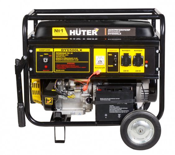 Портативный бензогенератор HUTER DY6500LX с колесами