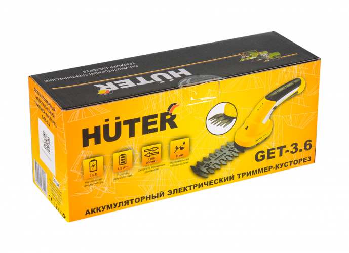 Аккумуляторный электрический триммер-кусторез Huter GET-3,6